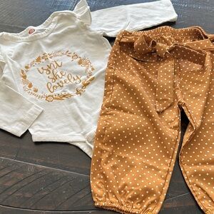 Isn’t She Lovely Matching Set - White and Mustard Yellow Polka Dot Outfit